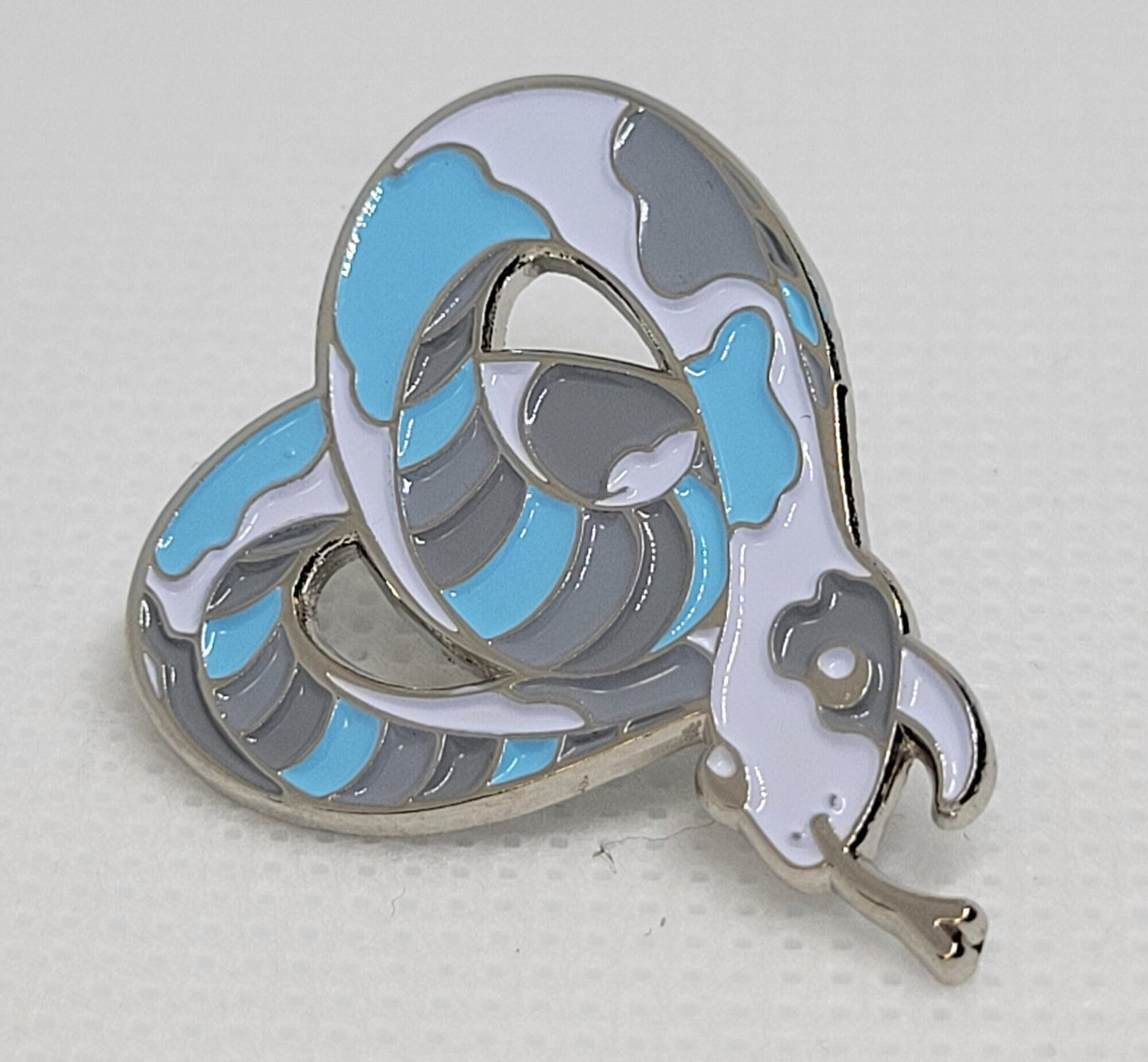 Subtle Demiboy Pin | Danger Noodle Heart-Shaped Snake Enamel Pin in Demiboy Pride Flag Colors | LGBTQ+ Pride Jewelry