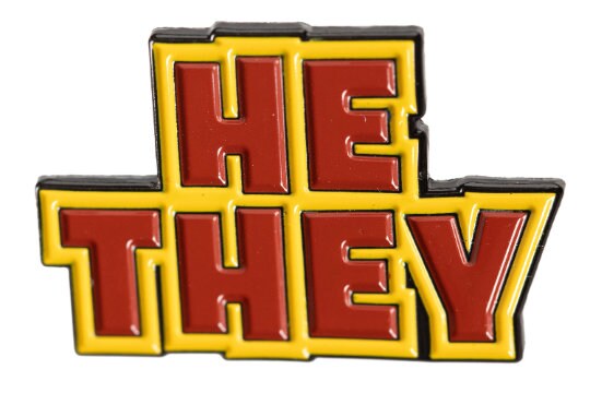He They Pronoun Pin | Masc Nonbinary Multi-Gender Fluid Enamel Pronoun Button