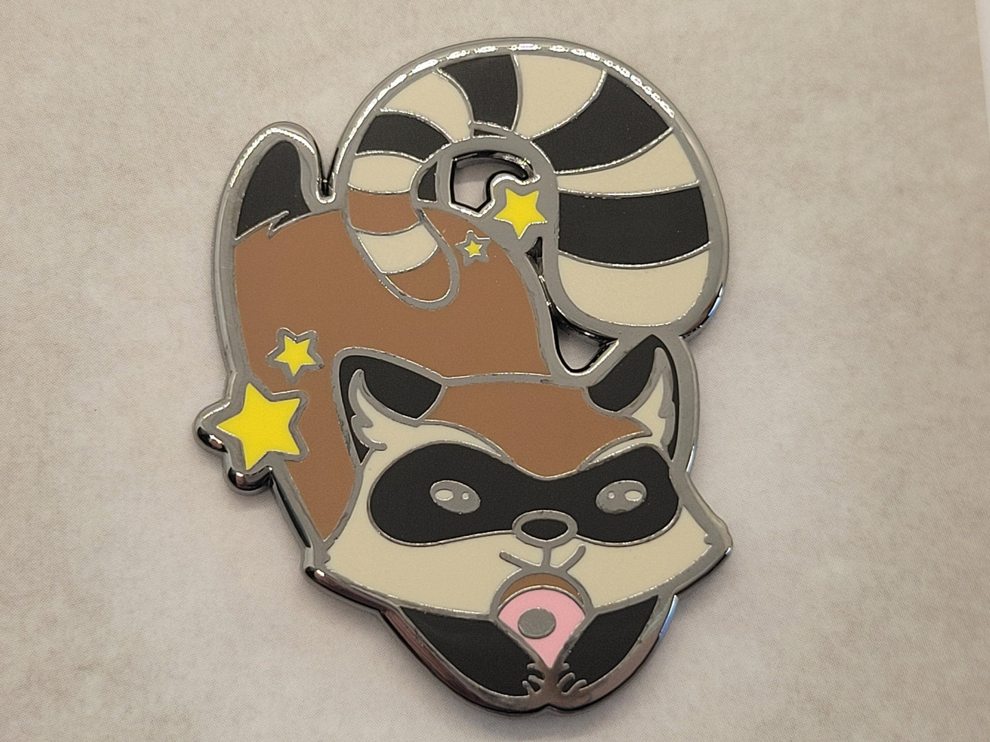 Cute Raccoon Enamel Lapel Pin | Chibi Trash Panda Hard Enamel Pin