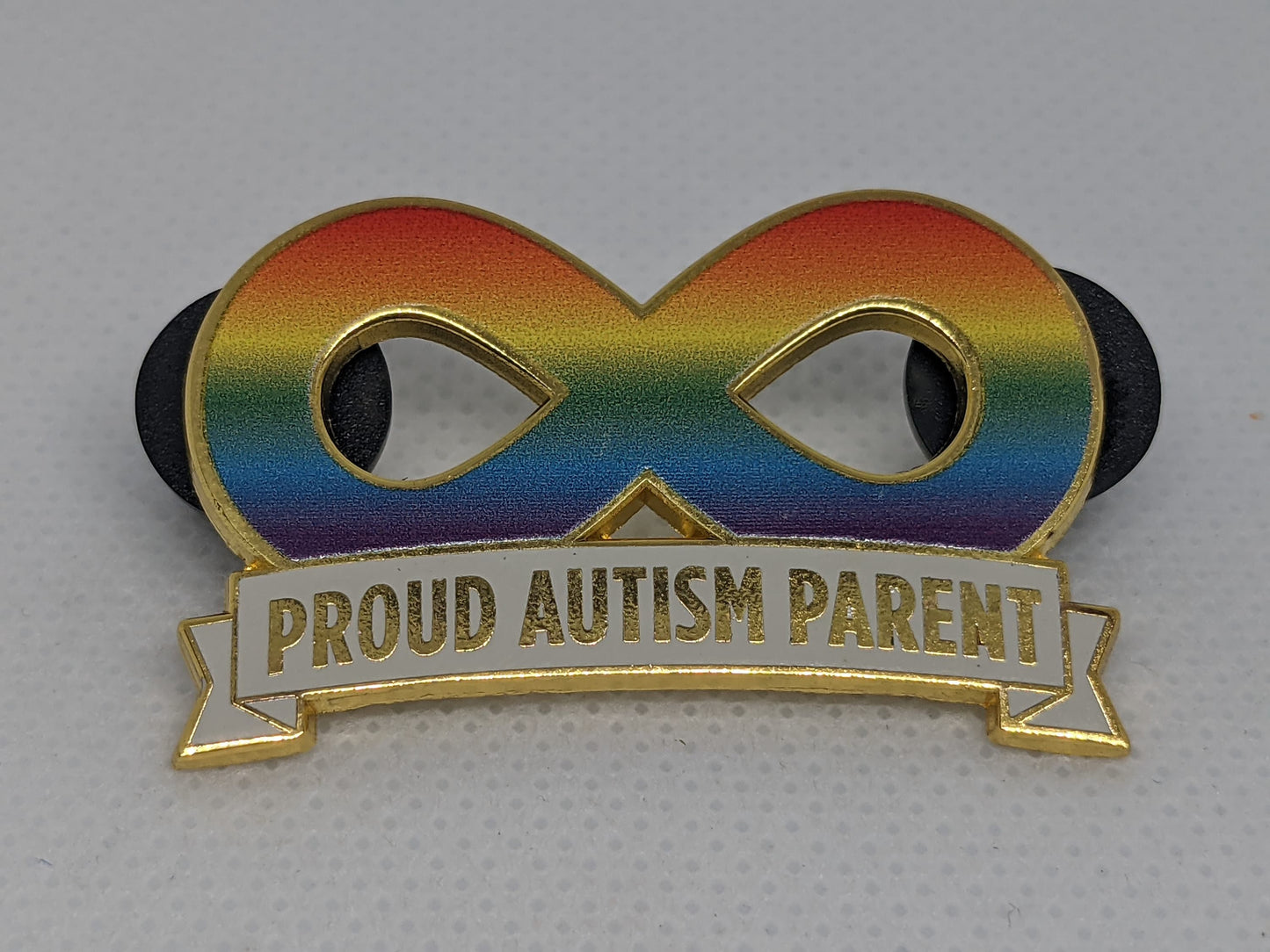 Proud Autism Parent Spectrum Infinity Symbol Gold Hard Enamel Pin for Mom Dad Parent of Neurodivergent Child | Autism Pride & Joy
