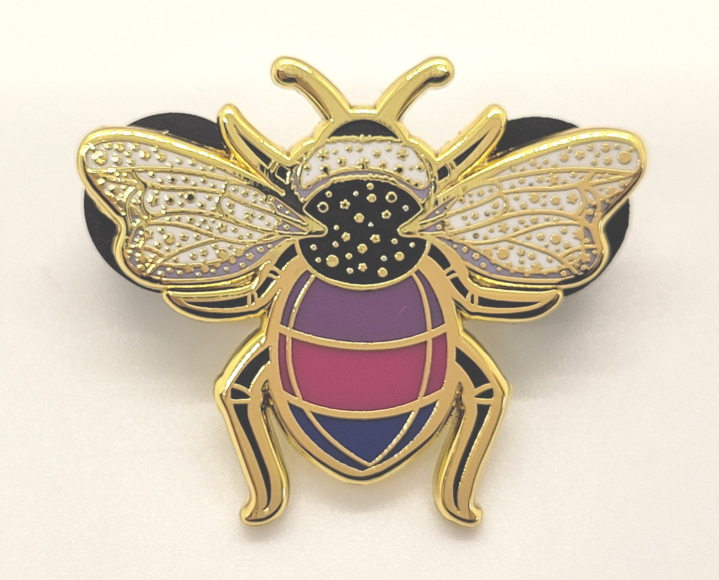 Subtle Queer Pin | Bisexual Pride Bee Enamel Pin in Bi LGBT+ Flag Colors | Pride Jewelry