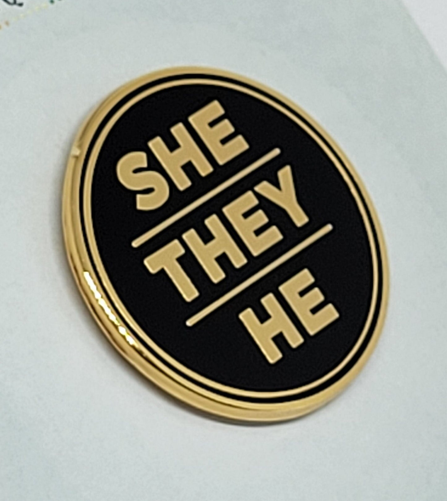 She They He Pronoun Pin Silver or Gold 1-inch Round Hard Enamel | Nonbinary Genderfluid Genderqueer Pronoun Badge