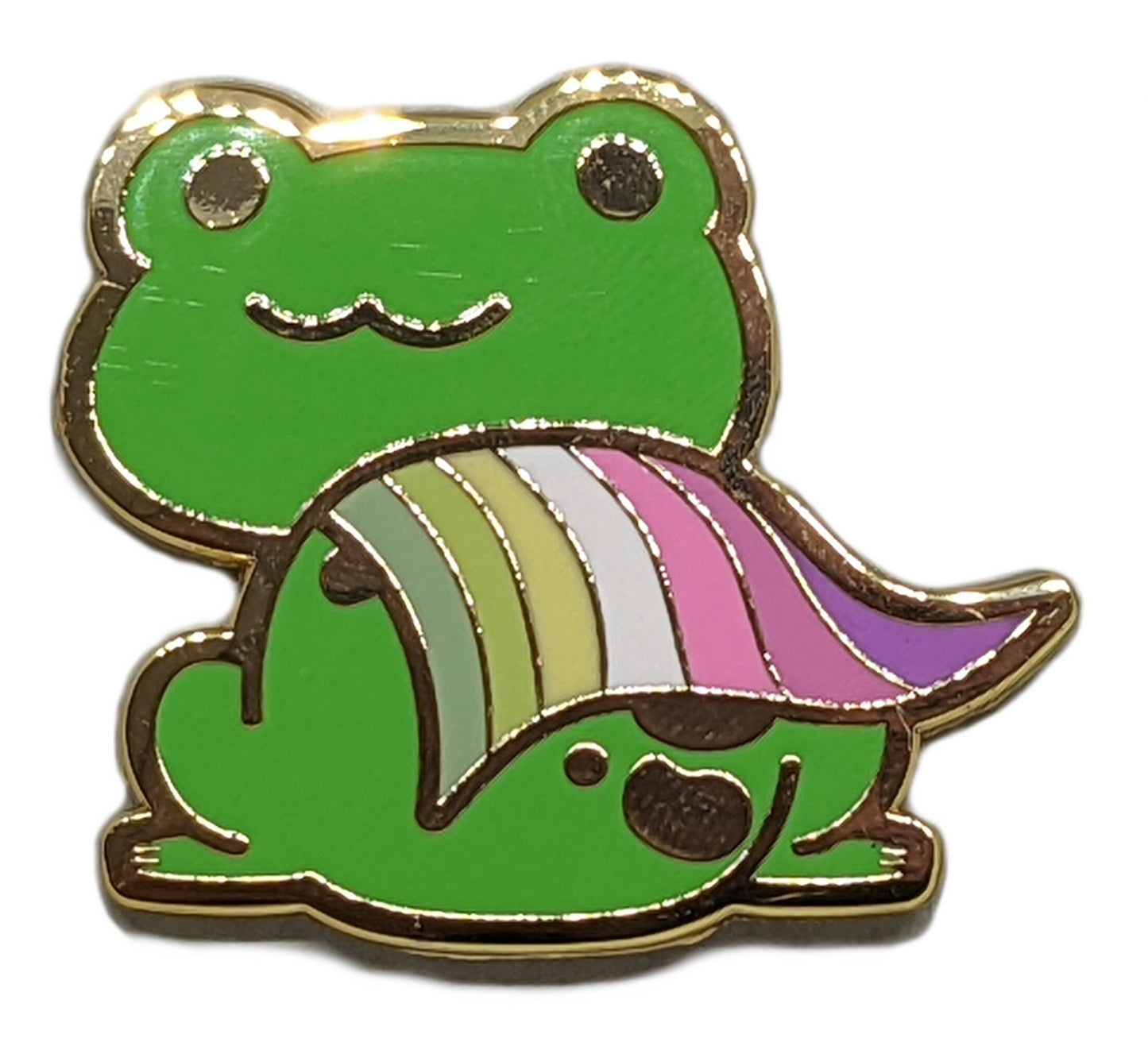 Genderfae Pride Frog Chibi Hard Enamel Pin | Gay Frog Pin in LGBTQ Pride Flags