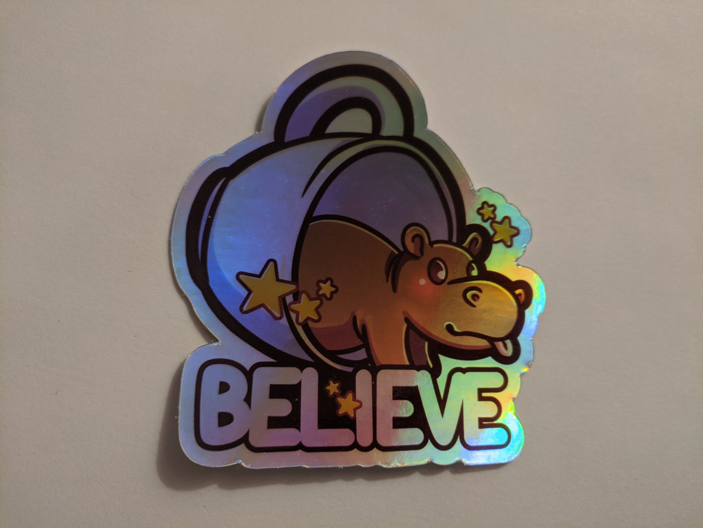 North American House Hippo Canadian Cryptid Holographic Decal | 3" Waterproof Die-Cut Vinyl Sticker for Car, Laptop, Water Bottle etc.