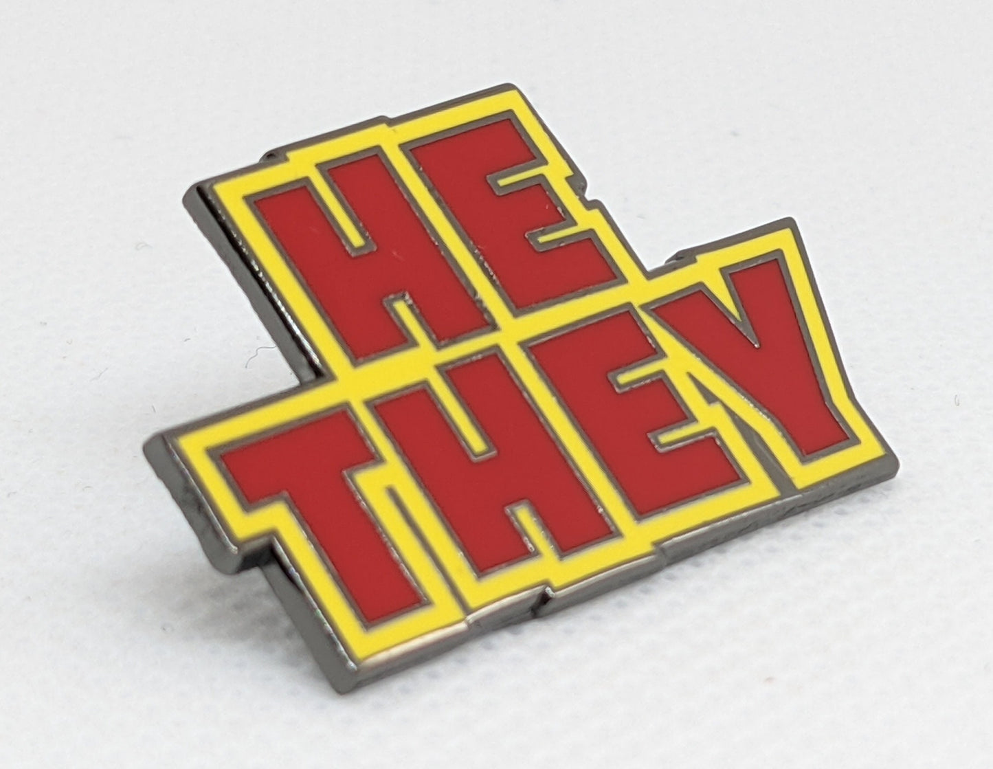 He They Pronoun Pin | Masc Nonbinary Multi-Gender Fluid Enamel Pronoun Button