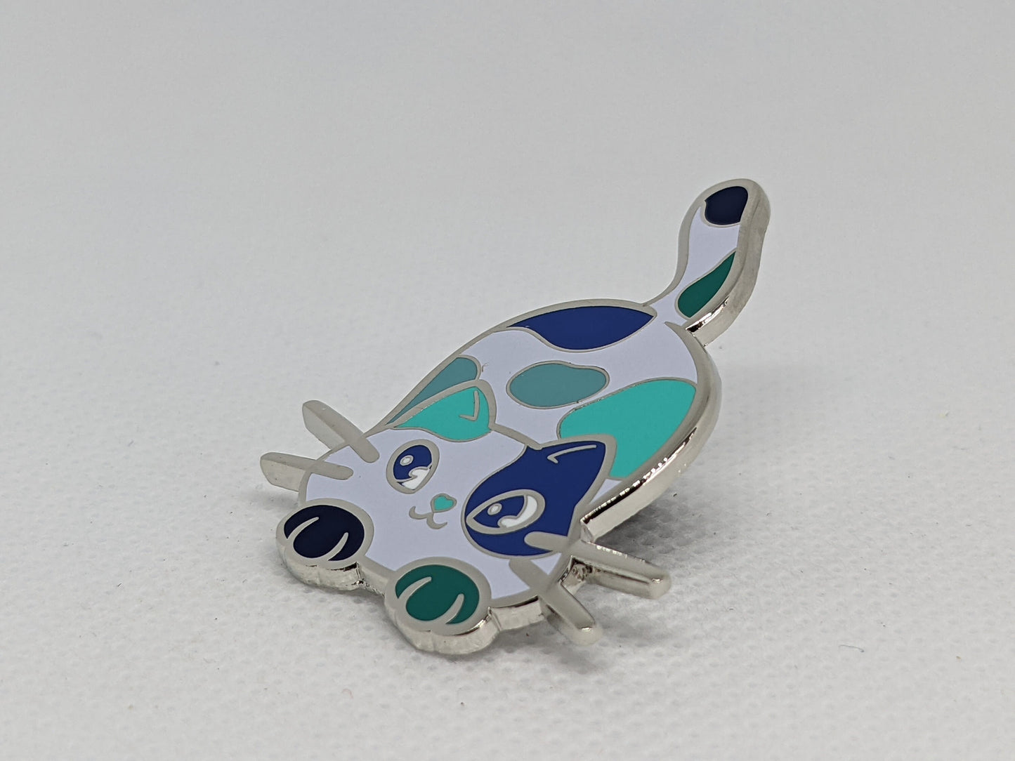 Gay Male Pin Purride Chibi Cat Hard Enamel Pin in Men Loving Men MLM Pride Flag Colors | LGBTQ+ Subtle MLM Pride Jewelry