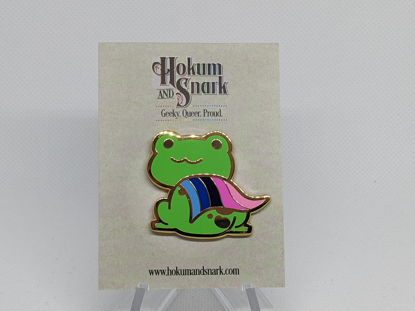 Omnisexual Pride Frog Chibi Hard Enamel Pin | Gay Frog Pin in LGBTQ Pride Flag Colors