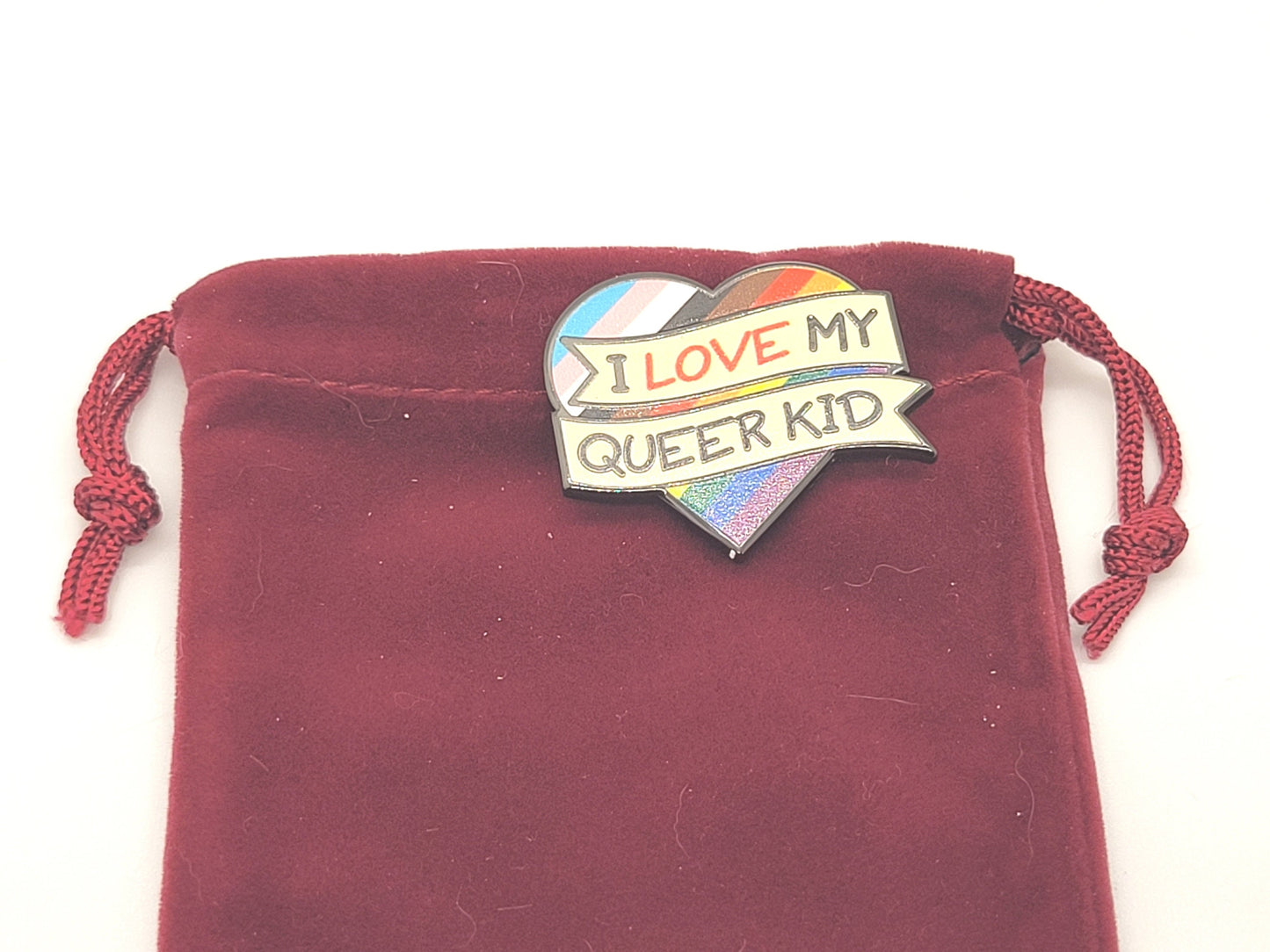 I Love My Queer Kid Rainbow Pride Enamel Pin For Parents and Family