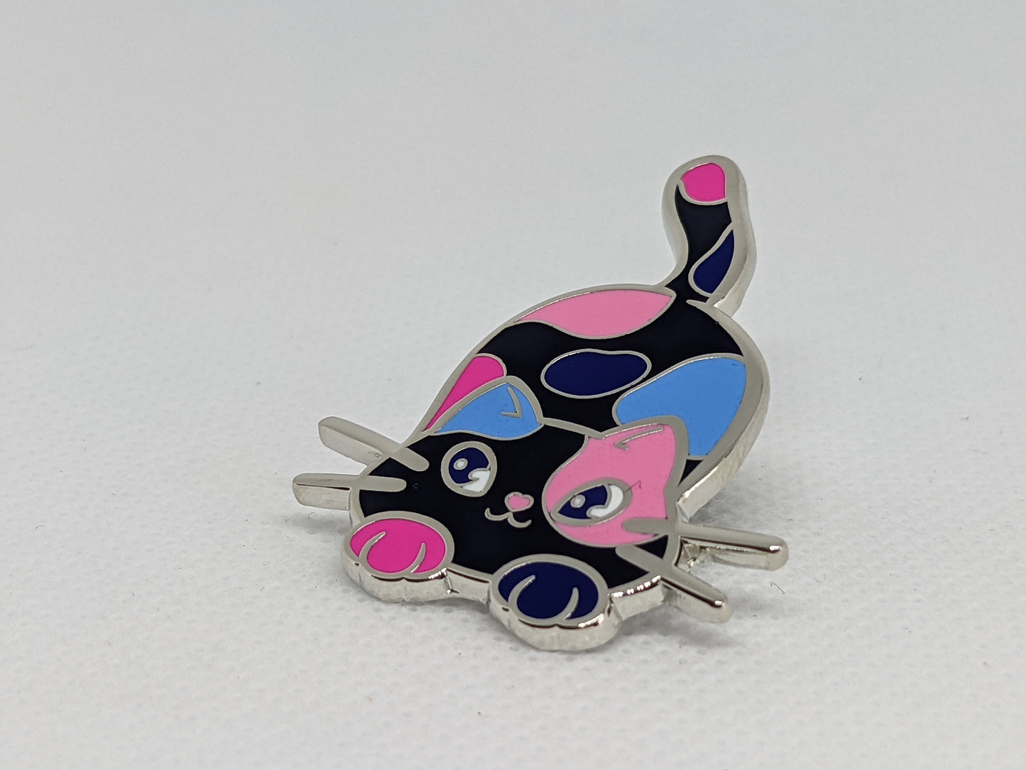 Omnisexual Pin Purride Chibi Cat Hard Enamel Pin in Omnisexual Pride Flag Colors | LGBTQ+ Subtle Pride Jewelry
