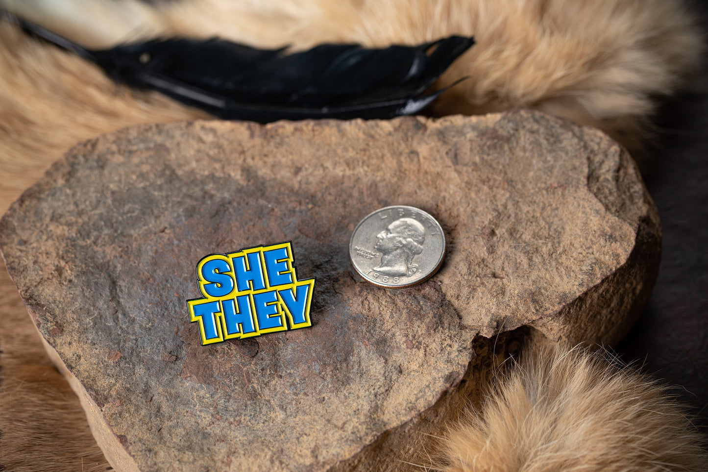 She They Pronoun Pin | Femme Nonbinary Multi-gender Gender Fluid Enamel Pronoun Button