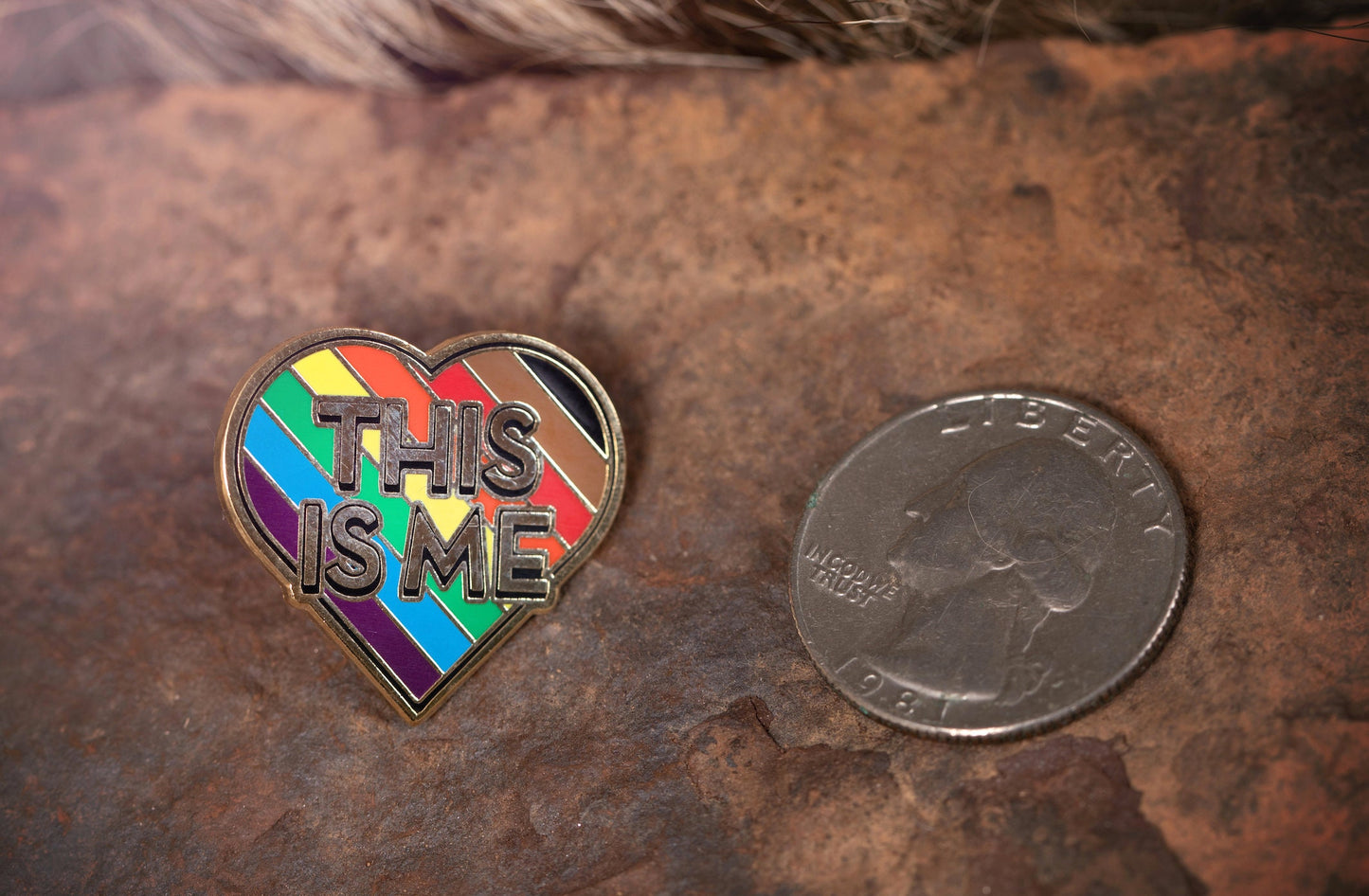 Philly Rainbow Pride Flag This Is Me Heart Shaped Enamel Pin BIPOC