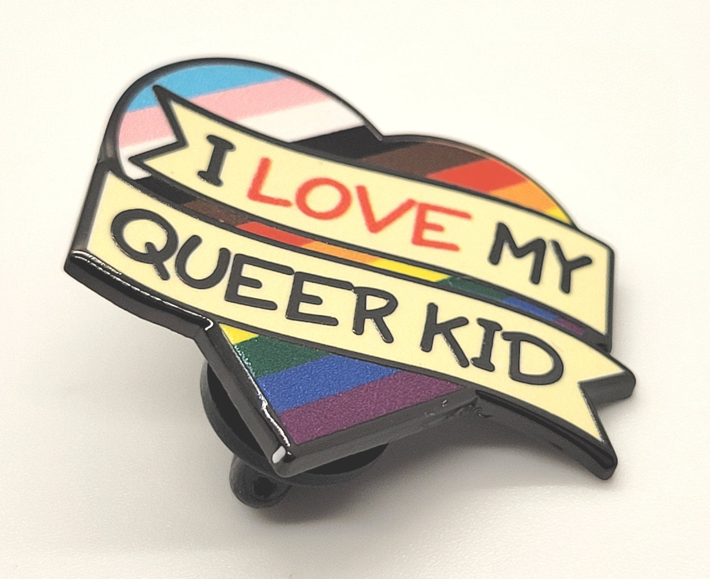 I Love My Queer Kid Rainbow Pride Enamel Pin For Parents and Family