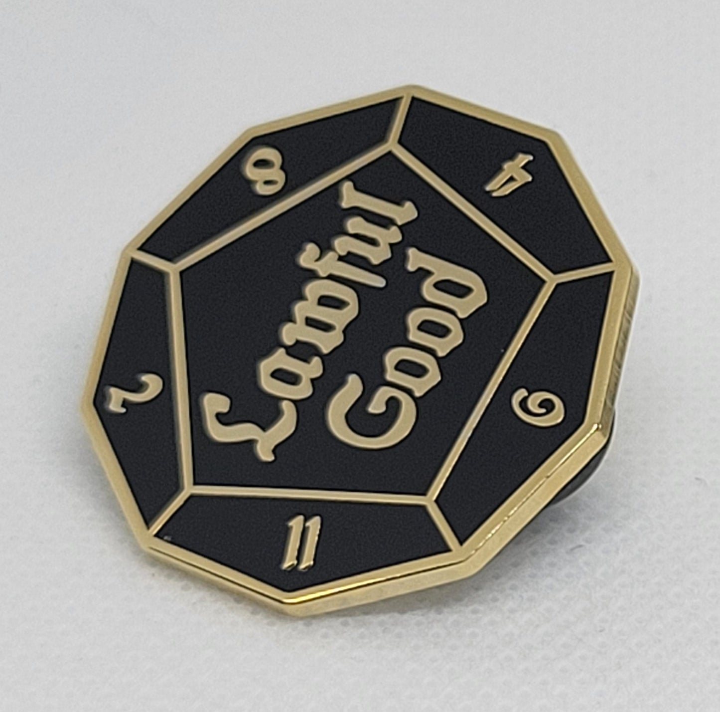 Lawful Good DnD Alignment d12 Dice Enamel Pin Silver or Gold Finish | Geeky Gift for Gamers & Fans