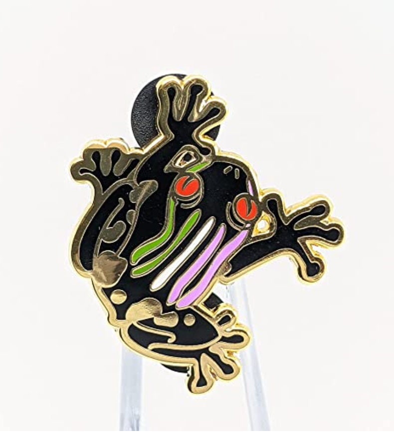 Genderqueer Pride Frog Pin | Gender Queer Subtle Pride Frog Enamel Pin | LGBTQ Frog Pin