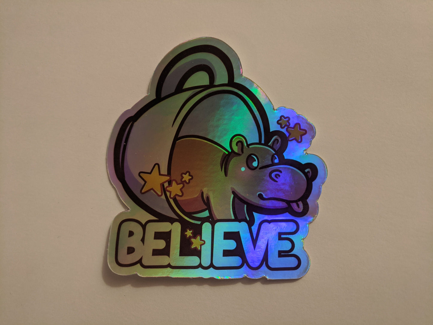 North American House Hippo Canadian Cryptid Holographic Decal | 3" Waterproof Die-Cut Vinyl Sticker for Car, Laptop, Water Bottle etc.