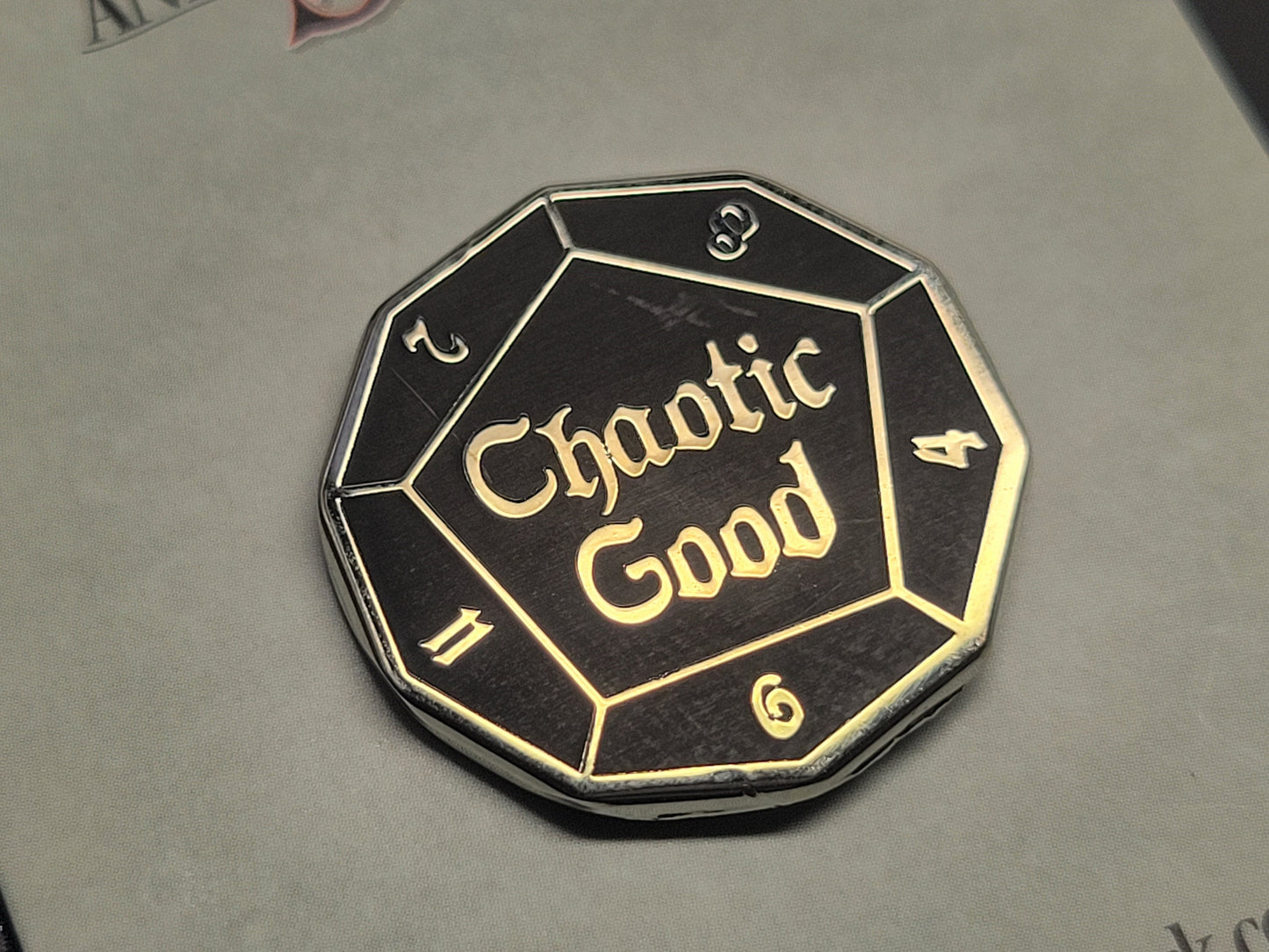 Chaotic Good DnD Alignment d12 Dice Enamel Pin | Silver Finish Gamer Pin | Geeky Gift for Gamers & Fans