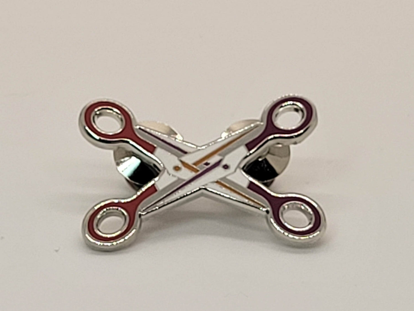 Lesbian Pride Scissors Enamel Pin in WLW LGBT+ Flag Colors | Pride Jewelry
