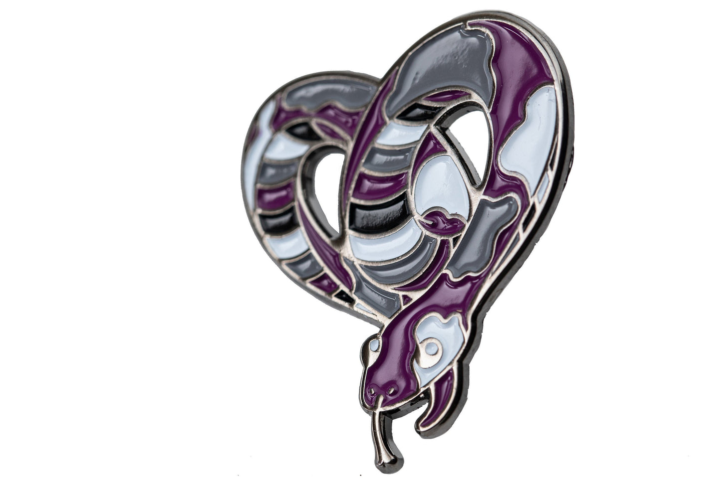 Subtle Asexual Pride Pin | Danger Noodle Enamel Pin in Ace LGBTQ+ Pride Flag Colors | Pride Jewelry Accessories Gift