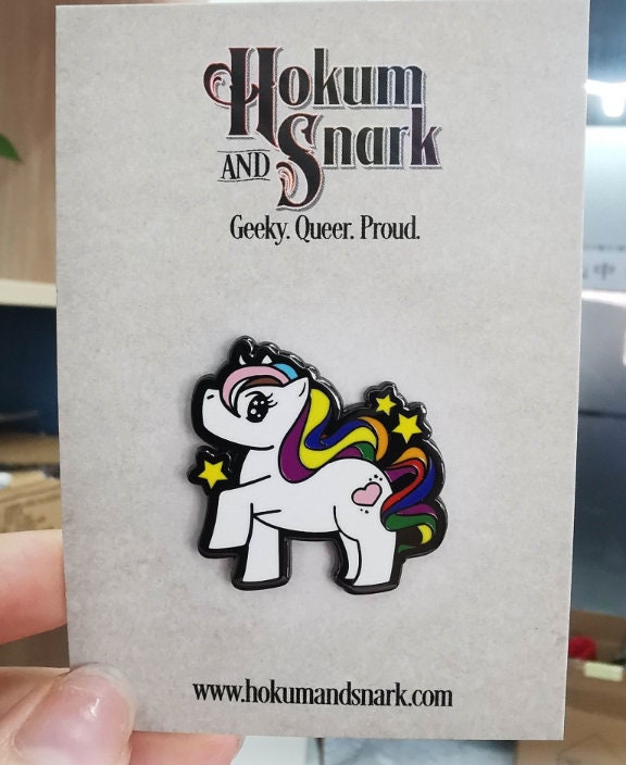 Chibi Unicorn Progress Pride Enamel Pin | Enamel Gay My Little Pony Pin with Subtle Pride Flag Colors | LGBTQ+ Pins | Pride Jewelry