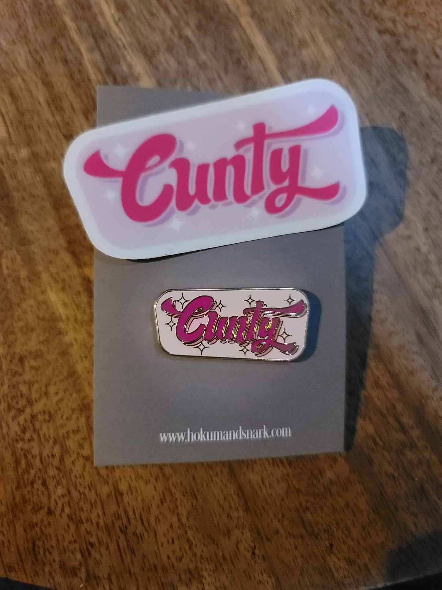 Cunty Enamel Pin | Curvy Bold Hot Pink & Sparkly Design for Those Serving It | Free Shipping