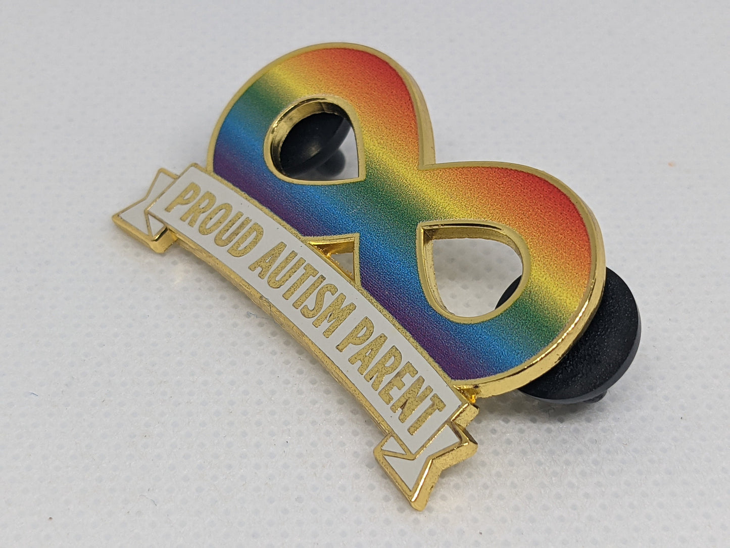 Proud Autism Parent Spectrum Infinity Symbol Gold Hard Enamel Pin for Mom Dad Parent of Neurodivergent Child | Autism Pride & Joy