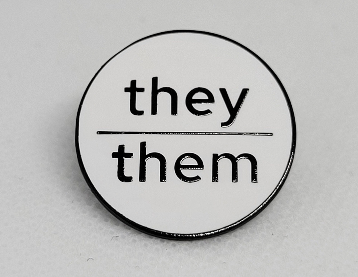 Modern Minimalist Pronoun Pin | They Them Pin | Choose White & Gold, White/Black or Black/Silver | They/Them Pronoun Button | Nonbinary Pin