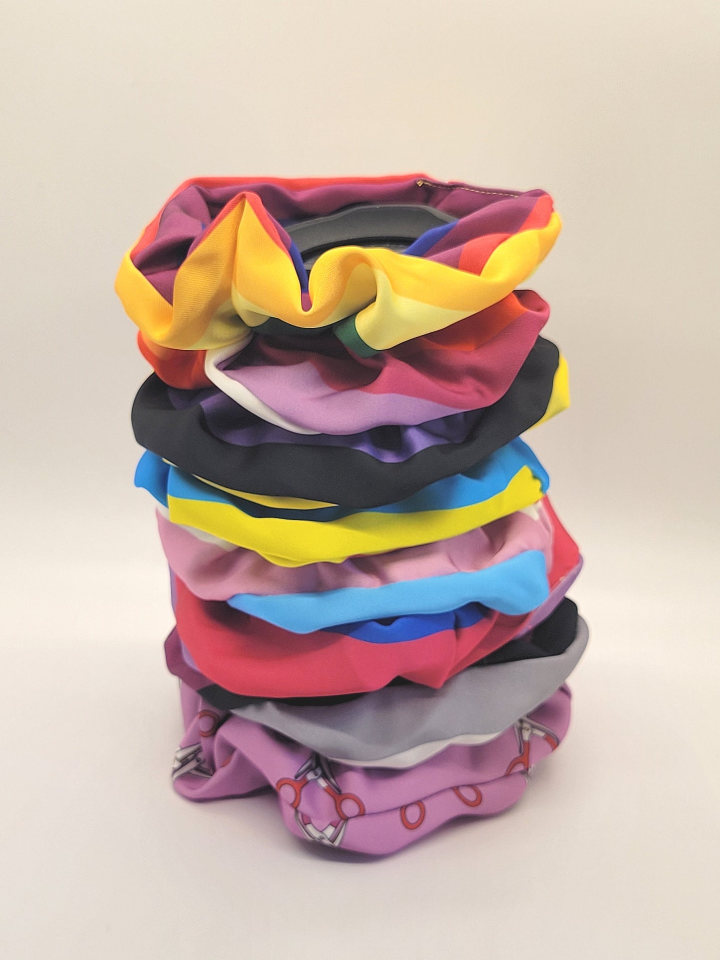 Pride Scrunchies! Matte satin LGBTQ scrunchy hair tie in Trans, Nonbinary, Asexual, Bisexual, Pansexual, Lesbian, Rainbow or Scissors Design