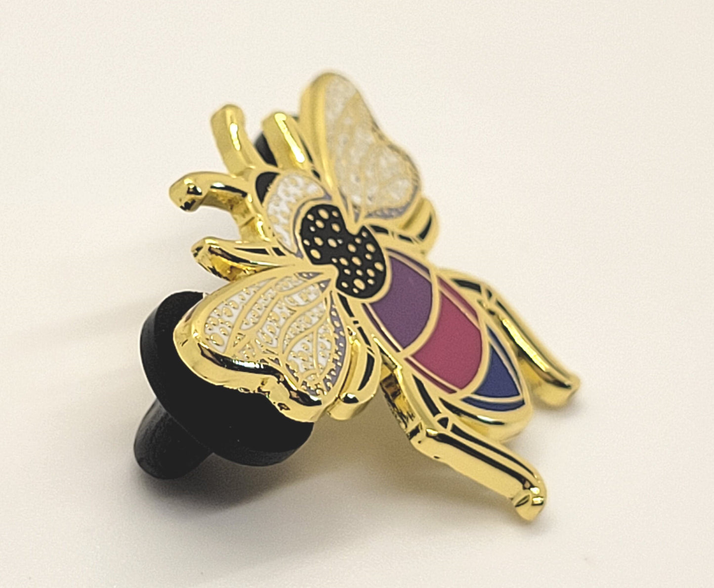 Subtle Queer Pin | Bisexual Pride Bee Enamel Pin in Bi LGBT+ Flag Colors | Pride Jewelry