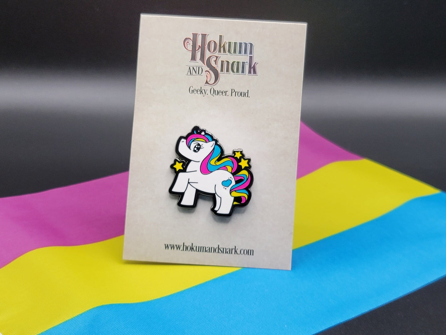 Chibi Unicorn Pan Pride Enamel Pin | Gay My Little Pony Pin with Subtle Pan Pride Flag Colors | LGBTQ+ Pins | Pansexual Pride Jewelry