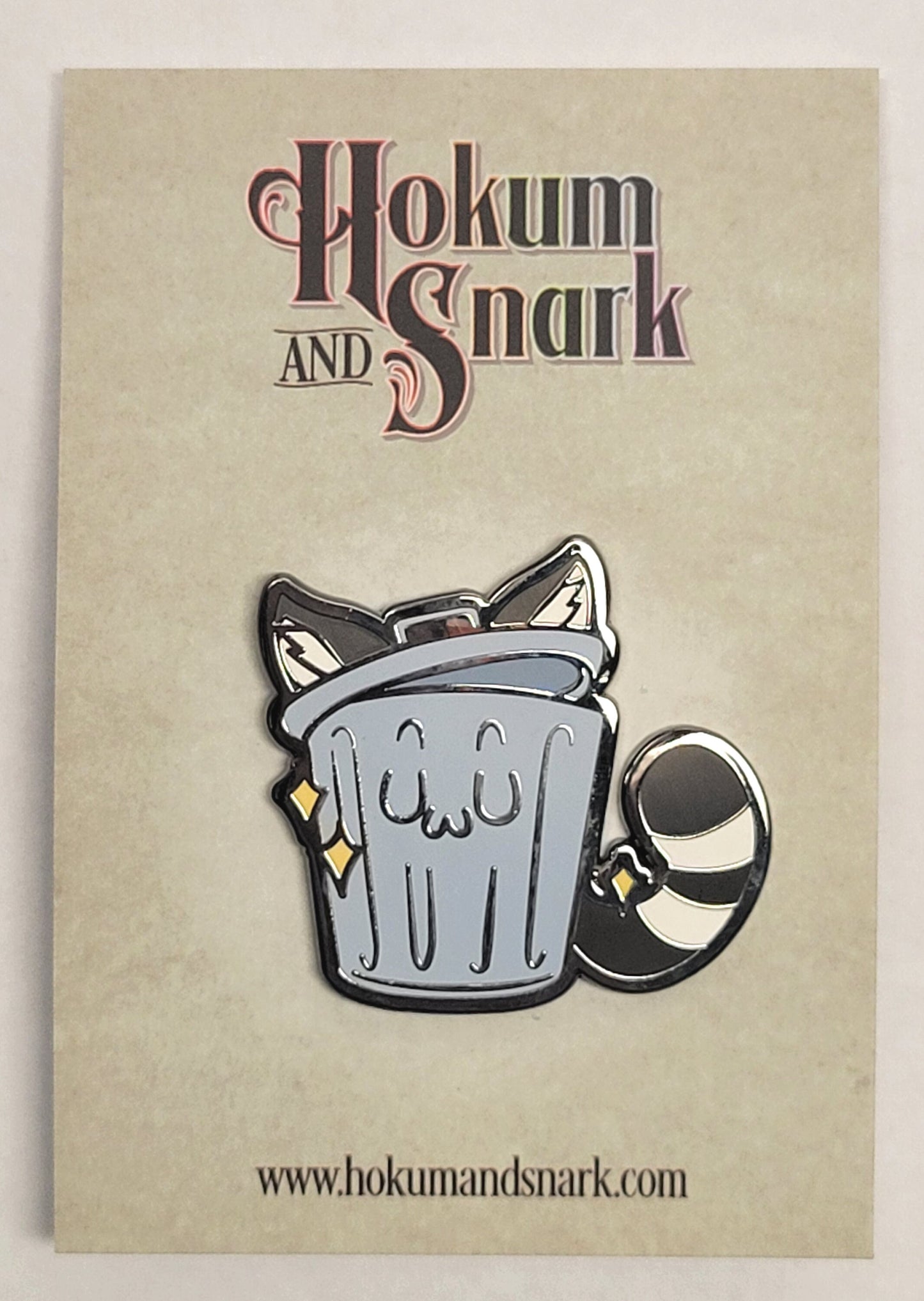 Chibi Raccoon Trash Panda Enamel Lapel Pin | Furry Trash Pin Anthro Trash Can with Ears and Tail