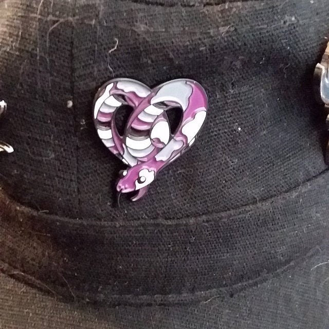 Subtle Asexual Pride Pin | Danger Noodle Enamel Pin in Ace LGBTQ+ Pride Flag Colors | Pride Jewelry Accessories Gift