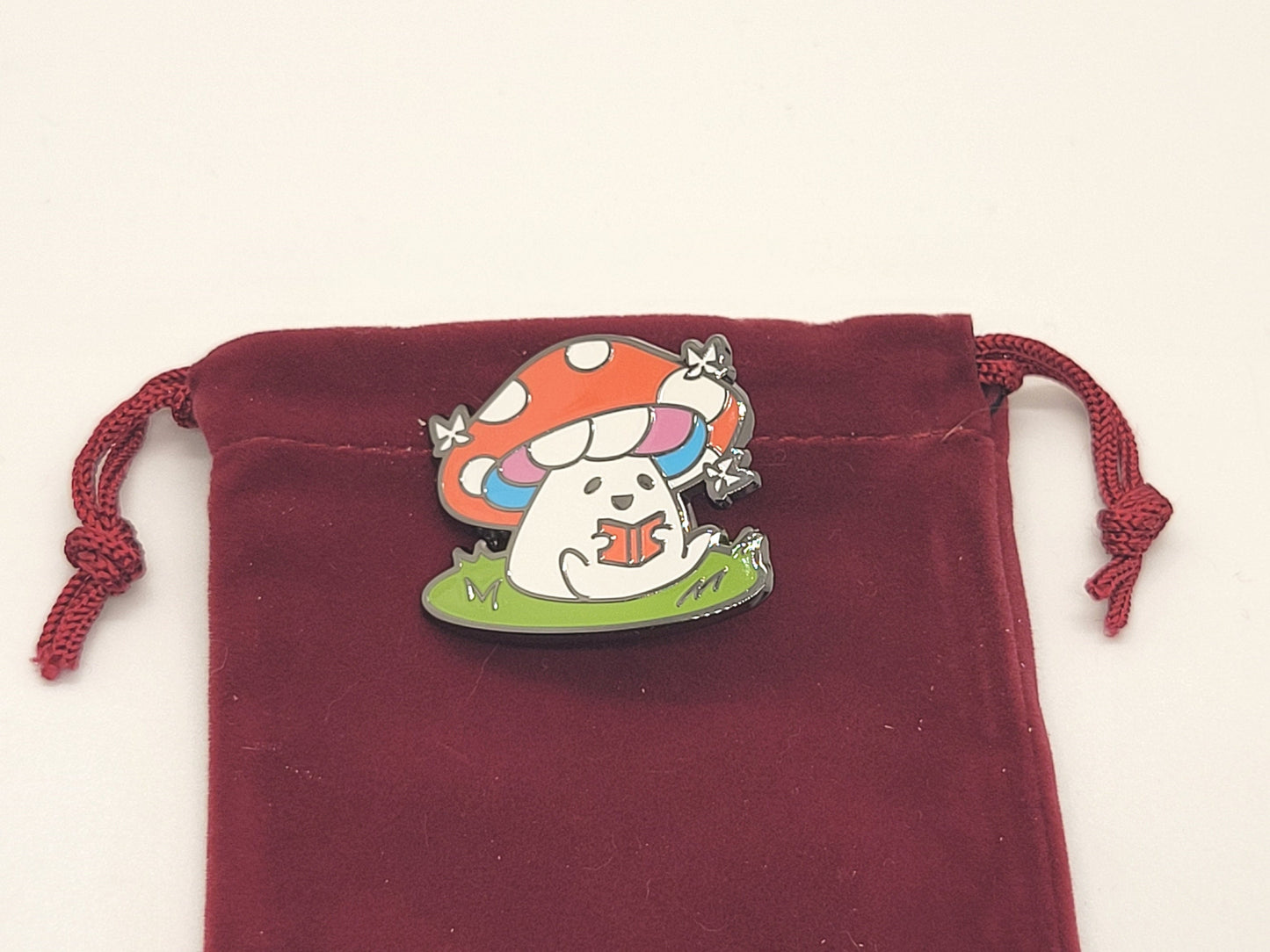 Adorable Mushroom Trans Pride Pin Hard Enamel with Transgender Flag Colors | Subtle Gay Pin | *FREE SHIPPING*