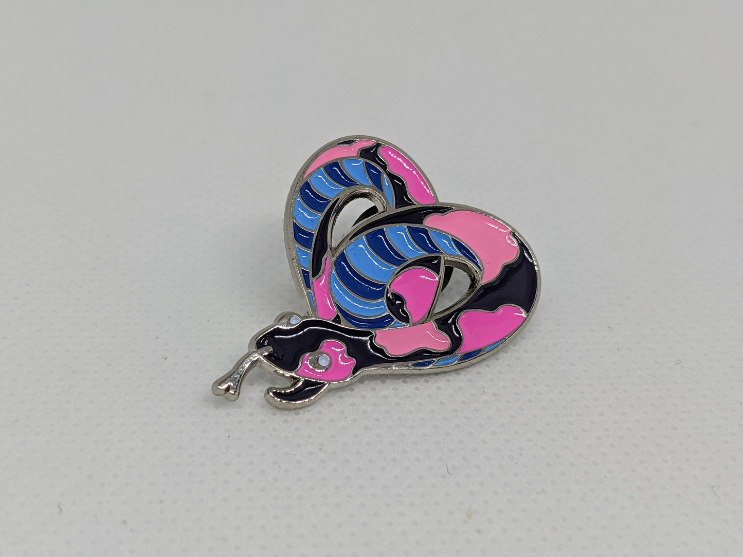 Omnisexual Pride Noodle Heart-Shaped Snake Enamel Pin in Omni Pride LGBTQ+ Flag Colors | Subtle Pride Pin