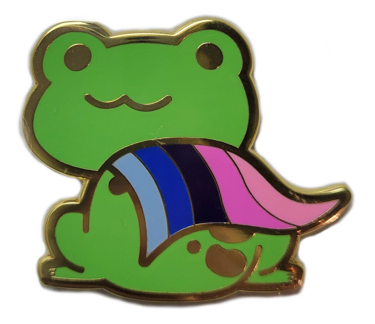 Omnisexual Pride Frog Chibi Hard Enamel Pin | Gay Frog Pin in LGBTQ Pride Flag Colors