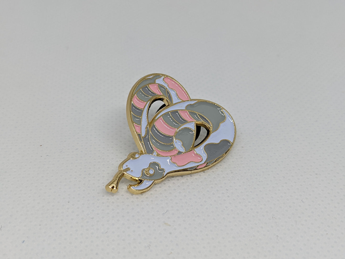 Subtle Demigirl Pride Noodle Heart-Shaped Snake Enamel Pin | Demigirl Pride LGBTQ+ Flag Colors | Subtle Pride Jewelry