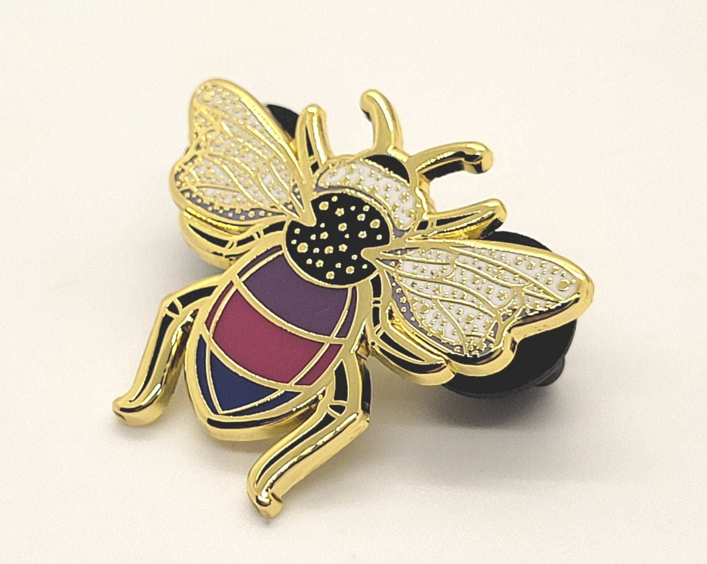 Subtle Queer Pin | Bisexual Pride Bee Enamel Pin in Bi LGBT+ Flag Colors | Pride Jewelry