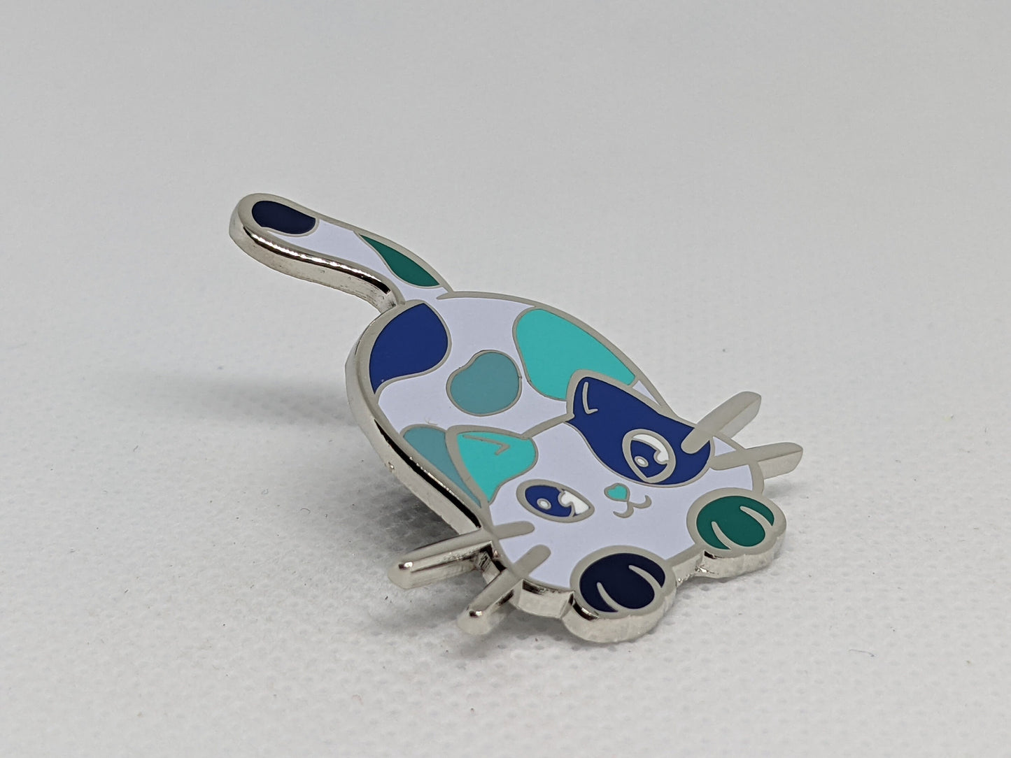 Gay Male Pin Purride Chibi Cat Hard Enamel Pin in Men Loving Men MLM Pride Flag Colors | LGBTQ+ Subtle MLM Pride Jewelry