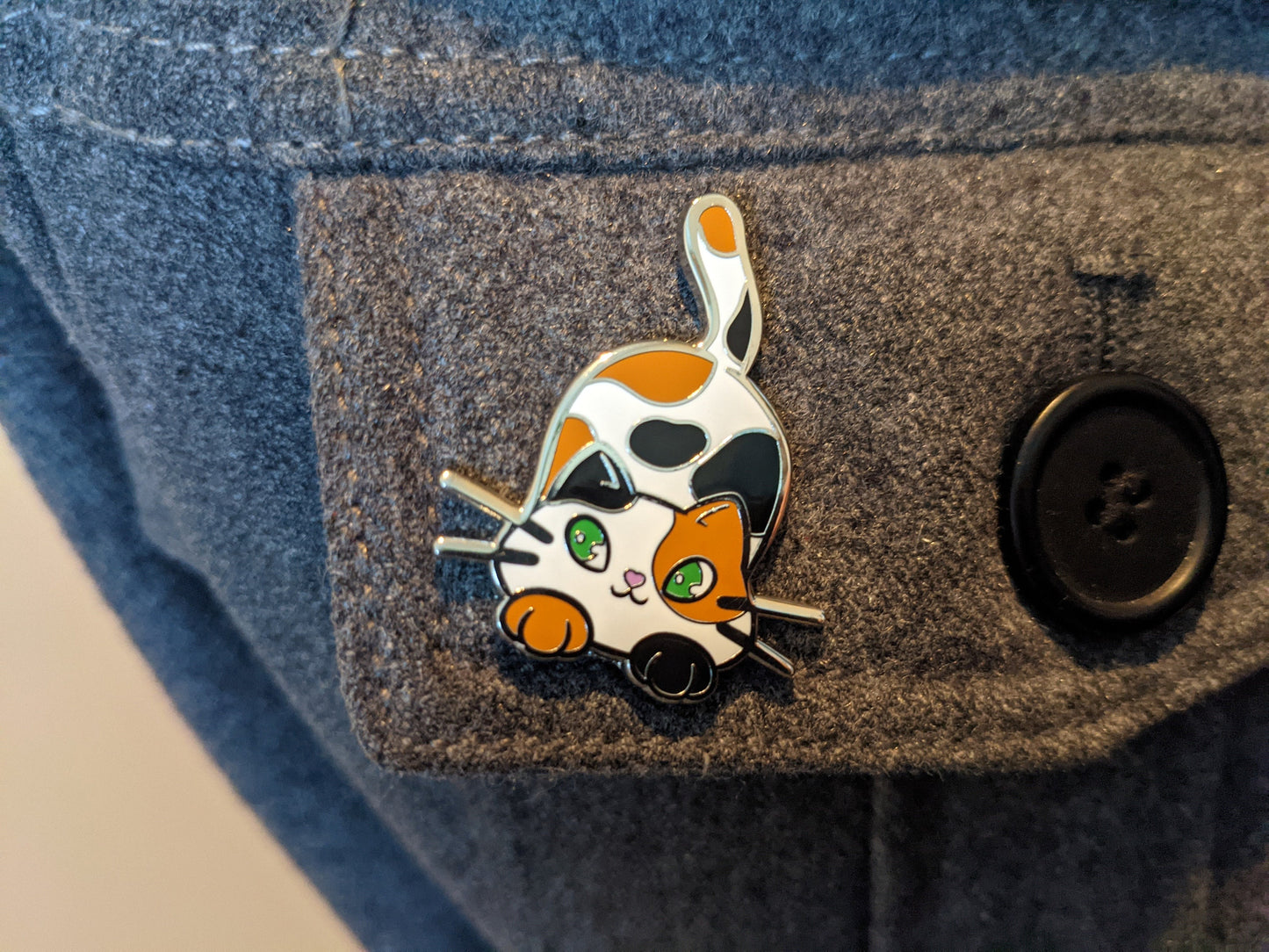 Chibi Calico Cat Enamel Pin | Cat Lover Gift | Cat Pin Accessory | Neko Pin for Cat Mom Cat Dad Cat Parent