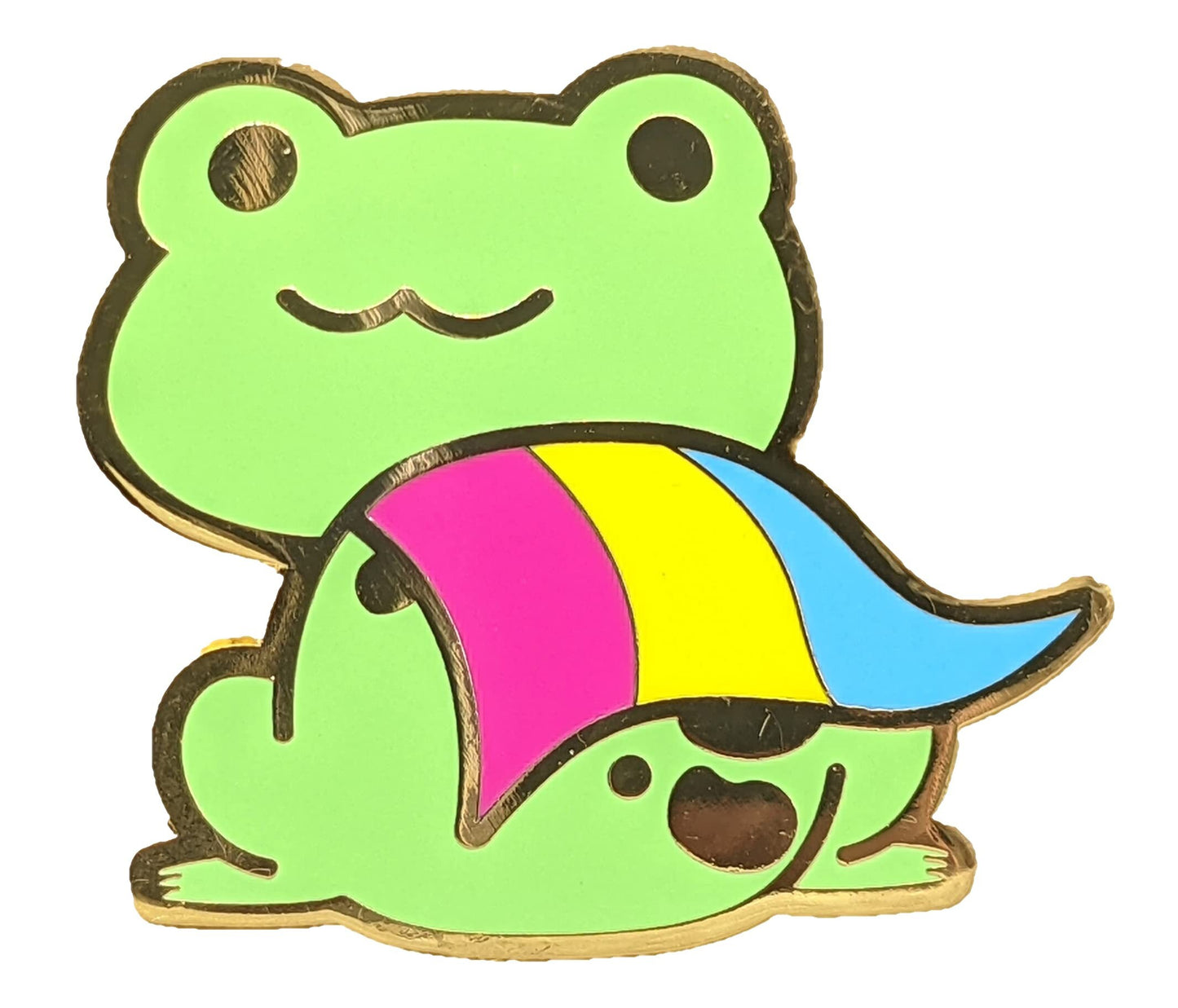 Pansexual Pride Frog Pin | Chibi Queer Frog Enamel PIn in Pan Pride Flag Cape | Pride Jewelry Accessories | LGBTQ Frog Pin