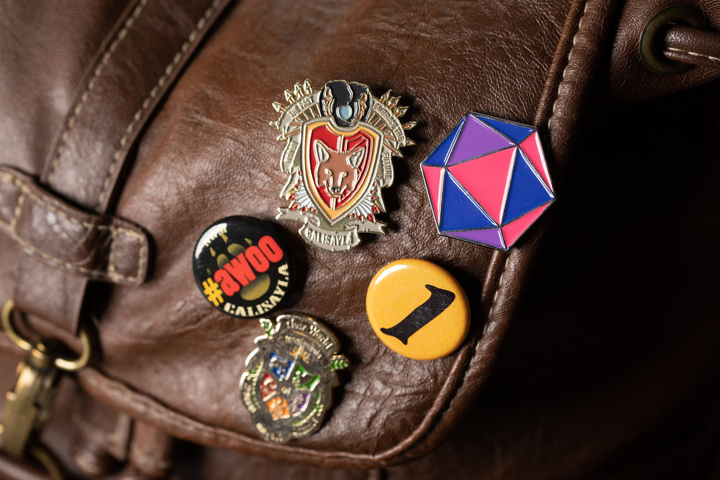 Bi Pride d20 Gaming Dice Enamel Pin in LGBTQ+ Bisexual Flag Colors