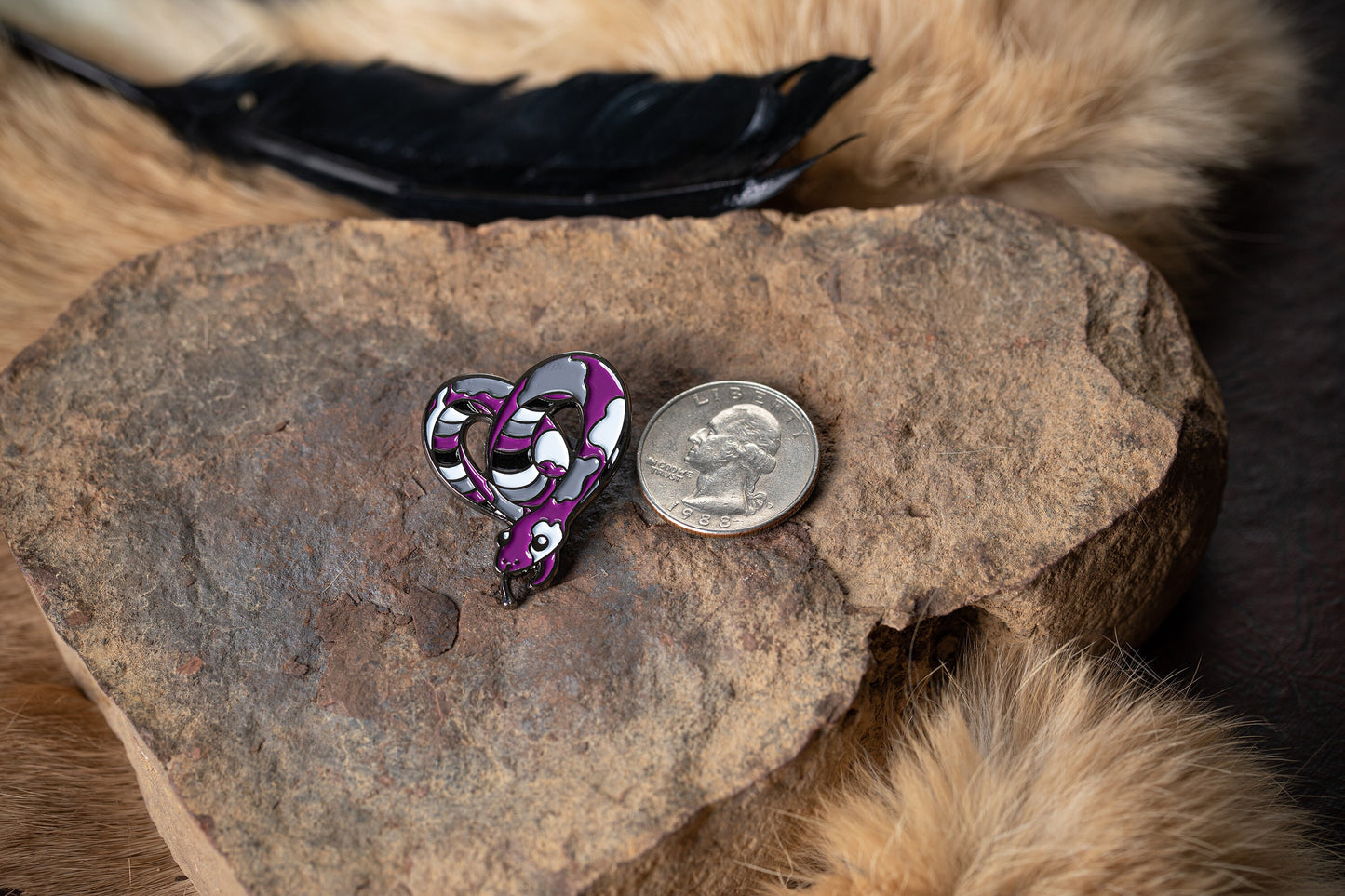 Subtle Asexual Pride Pin | Danger Noodle Enamel Pin in Ace LGBTQ+ Pride Flag Colors | Pride Jewelry Accessories Gift