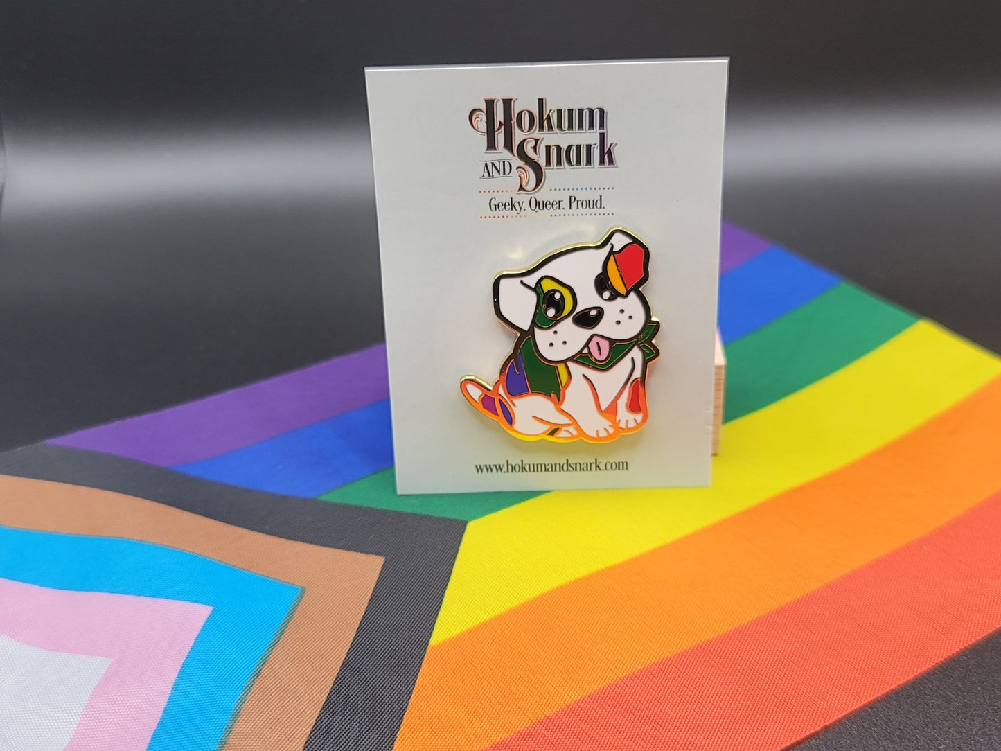 Gay Pride Pin Puppy Dog Enamel Pin in Rainbow Subtle Pride Flag Colors | LGBT Pin Pride Jewelry