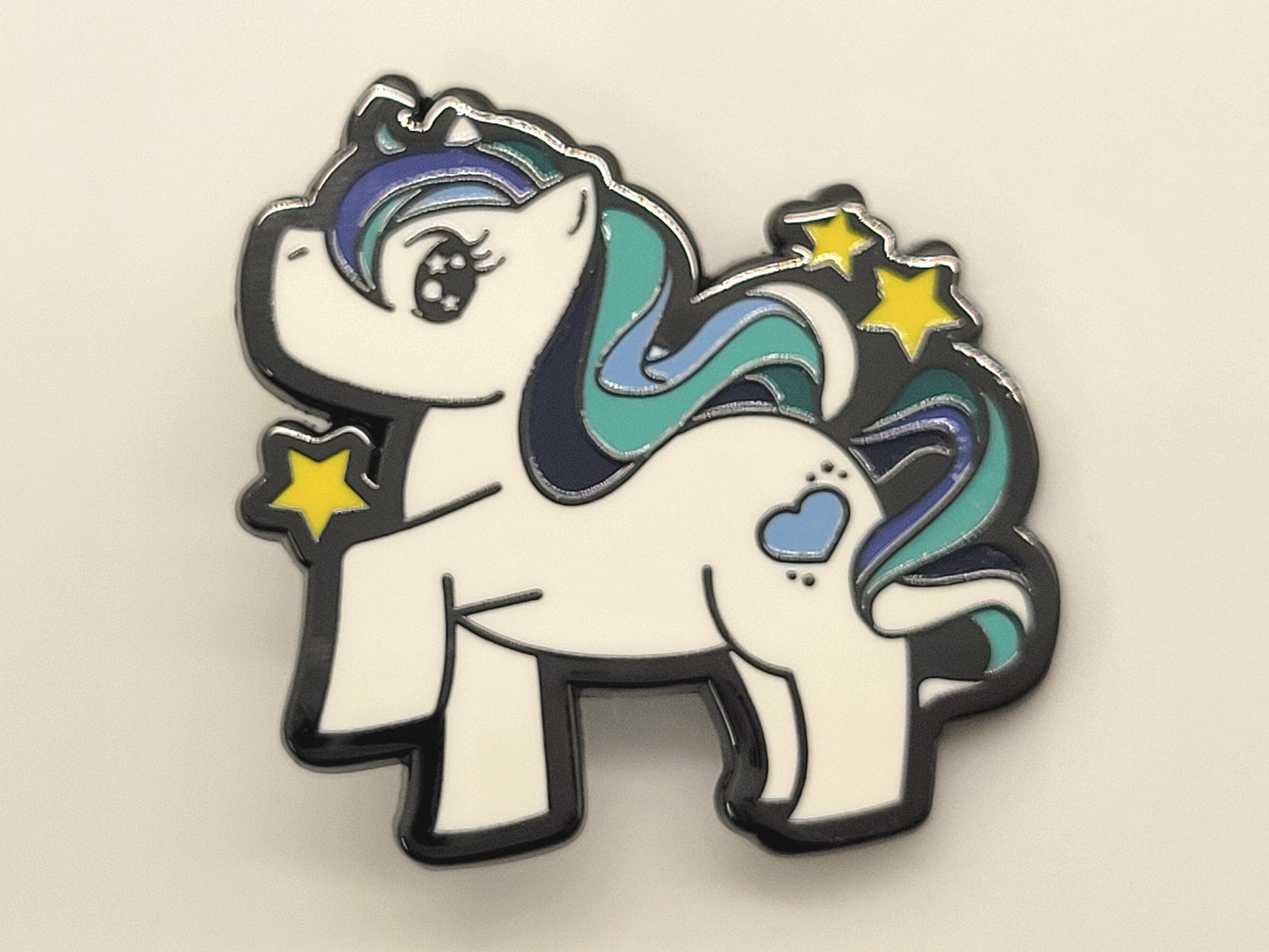 Chibi Unicorn Demiboy Pin | Gay My Little Pony Enamel Pin with Subtle Demiboy Pride Flag Colors | LGBTQ+ Pins | Lowkey Pride Jewelry