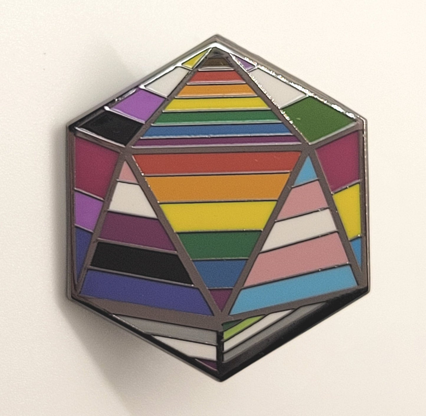 Pride Flags d20 Dice Enamel Pin for Trans Bi Pan Ace Enby Aro Genderqueer Genderfluid LGBTQ Pride Accessories