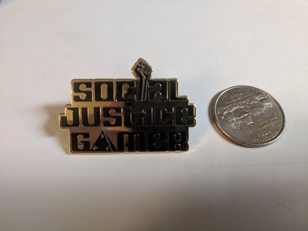 Social Justice Gamer Gold Enamel Pin