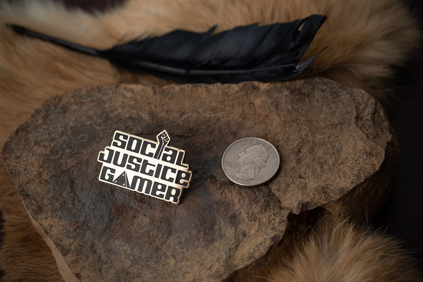 Social Justice Gamer Gold Enamel Pin