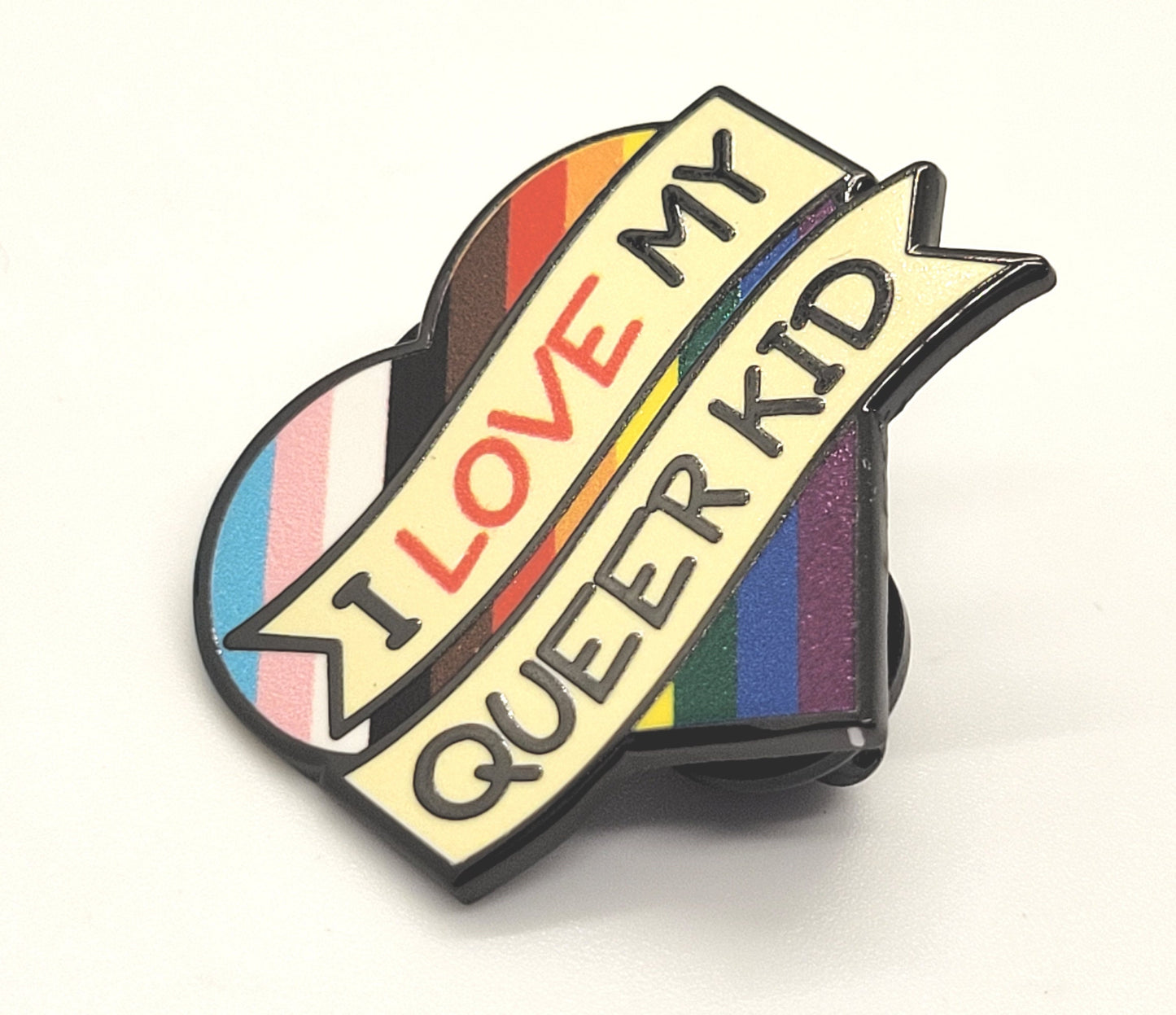I Love My Queer Kid Rainbow Pride Enamel Pin For Parents and Family