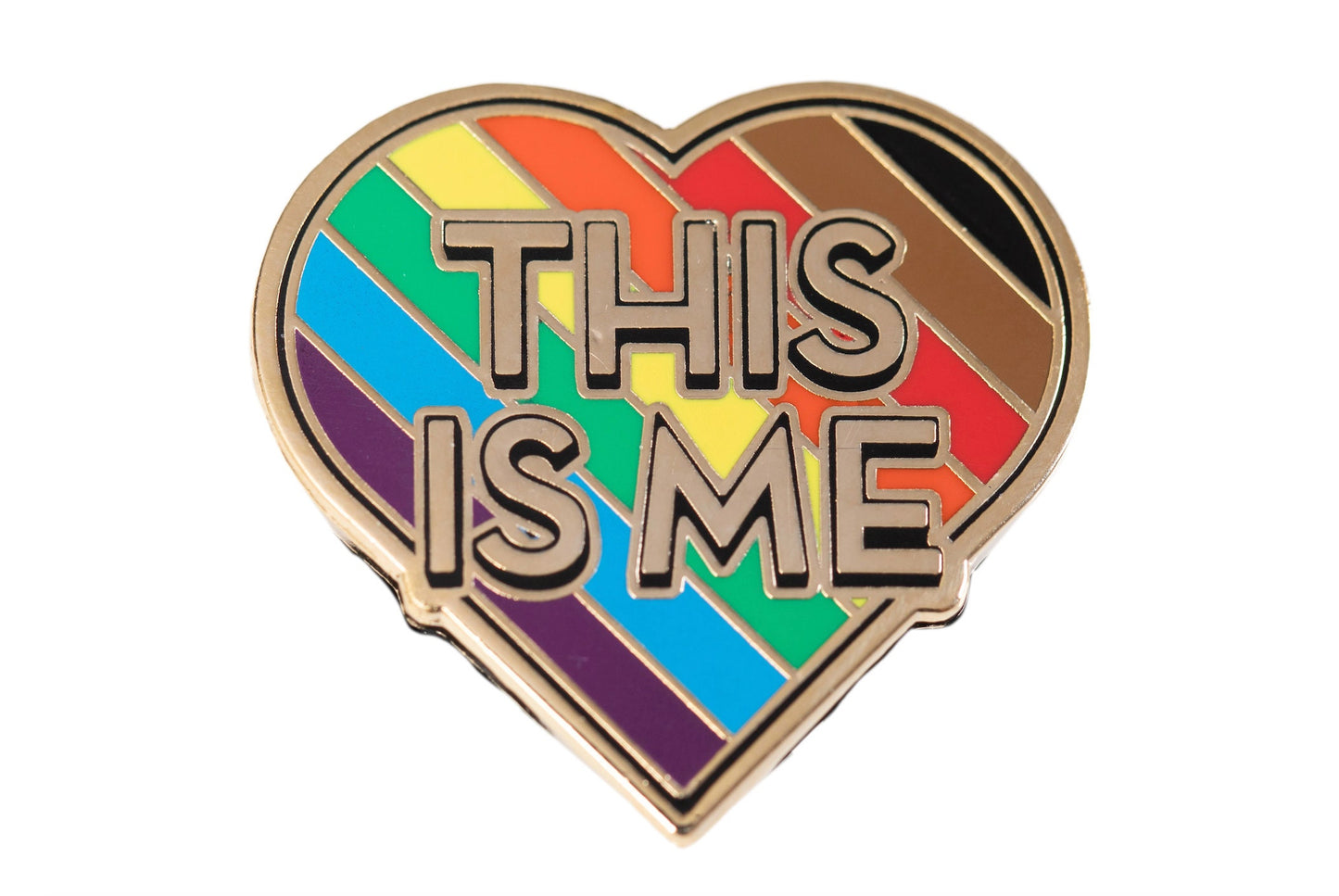 Philly Rainbow Pride Flag This Is Me Heart Shaped Enamel Pin BIPOC