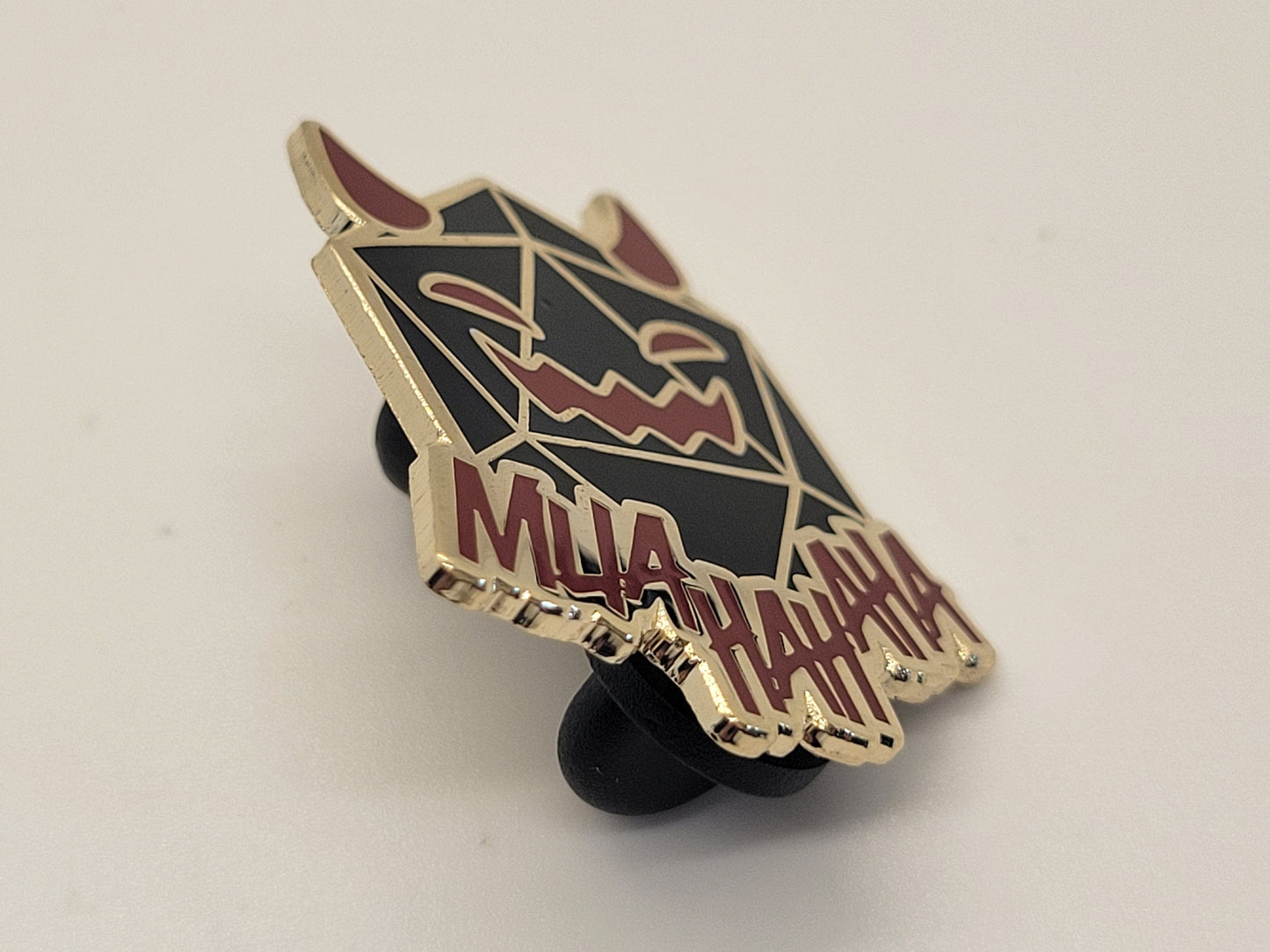 Evil DnD Game Master Enamel Lapel Pin | D20 Dice with Devil Horns Muahahaha Dragon Dungeon Master
