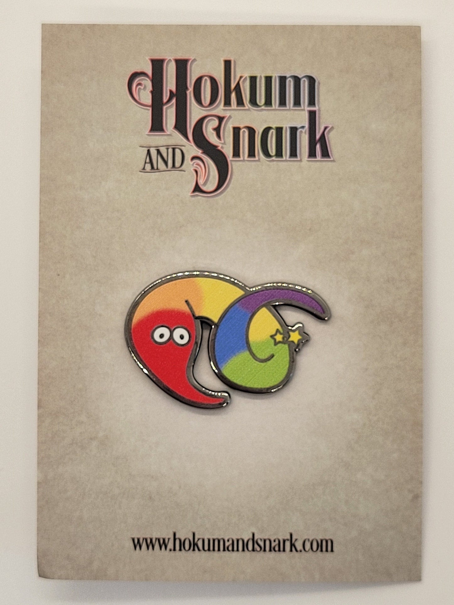 Rainbow Worm on a String Enamel Pin | Iconic Fuzzy Magic Worm Wiggle Worm with Gradient Rainbow Colors